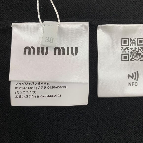 Miu Miu 22 Collection Black Logo Gold Button Knit Cardigan - Picture 6 of 8